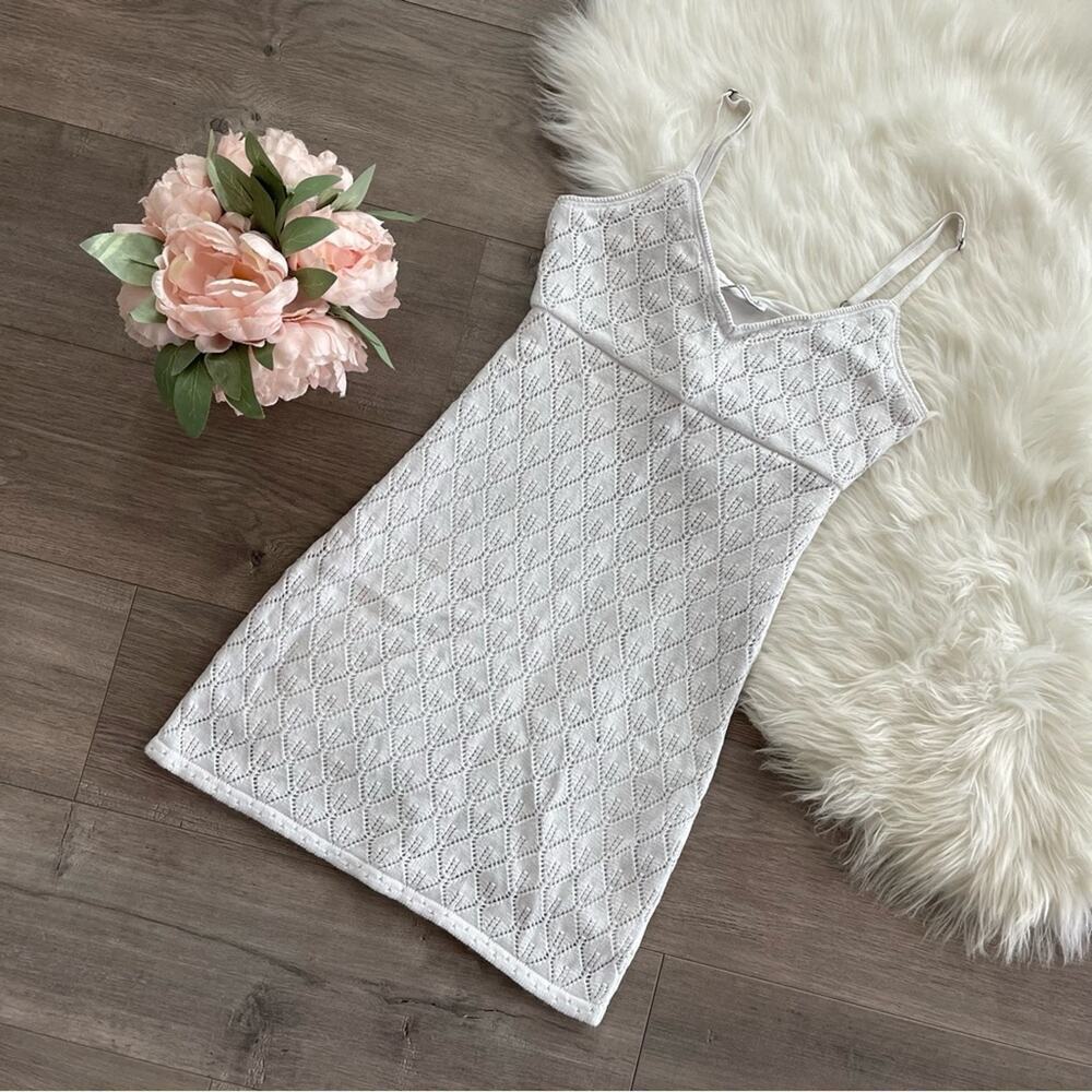 Y2K Hollister White Crochet Boho Beachy Knit‎ Dress S